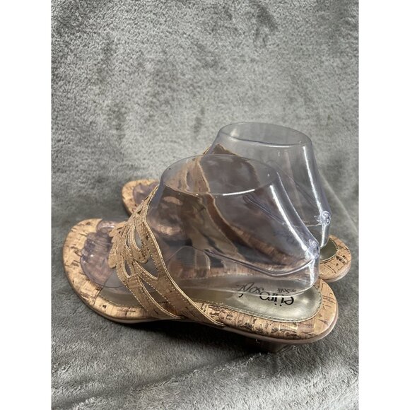 Eurosoft by Sofft Women's Cork Slip-On Heels Sandals Tan Size 9 Tan Gold Comfy - Picture 7 of 10